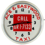 “ACE & EASTWOOD TAXI” LIGHTED CLOCK.