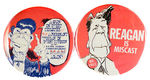 REAGAN CARTOON BUTTON PAIR FROM 1980.