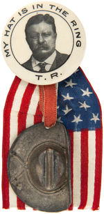 “MY HAT IS IN THE RING/T.R.” BUTTON FROM CALIFORNIA MAKER.