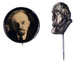 LENIN BUTTON AND STICKPIN C. HIS 1924 DEATH.