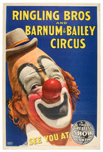 RINGLING BROS. AND BARNUM & BAILEY CIRCUS POSTER FEATURING CLOWN LEW JACOBS.