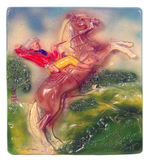 "MANY HAPPY TRAILS ROY ROGERS & TRIGGER" PAINTED PLASTER PLAQUE.