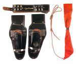 "ROY ROGERS/OFFICIAL FLASH DRAW GENUINE COWHIDE HOLSTER W/SWIVEL HIP ACTION" BOXED GUN SET.