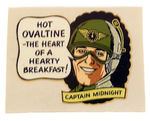 CAPTAIN MIDNIGHT UNUSED 1953 OVALTINE MUG DECAL.