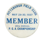 P.G.A. 1937 CHAMPIONSHIP GOLF BUTTON.