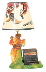 ROY ROGERS FIGURAL LAMP WITH REMOVABLE METAL BANK.