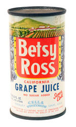 "HOPALONG CASSIDY'S FAVORITE GRAPE JUICE/BEST FROM THE WEST/BETSY ROSS" UNOPENED CAN.