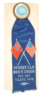 "STREET CAR MEN'S UNION" RIBBON BADGE.