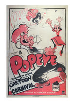 "POPEYE/CARTOON CARNIVAL" LINEN-BACKED MOVIE POSTER.