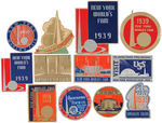 NEW YORK WORLD'S FAIR 1939-1940 UNUSED STICKER & FILE CARD LOT, MANY WITH TRYLON & PERISPHERE.