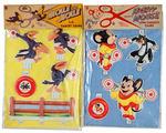 “MIGHTY MOUSE/HECKLE AND JECKLE” CUT-OUT TARGET GAME PAIR.