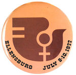 WOMENS CONFERENCE WITH STYLIZED PEACE DOVE BUTTON.