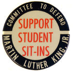 RARE "STUDENT SIT-INS" 1960S BUTTON.