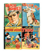 BIG BIG BOOK LOT FEATURING BUCK JONES, TOM MIX, TERRY AND THE PIRATES, MICKEY MOUSE.