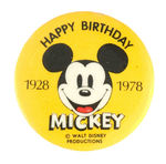 MICKEY MOUSE 50TH BIRTHDAY BUTTON, NOT REPRO, FROM HAKE COLLECTION & CPB.