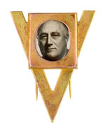 FDR "V" PIN WITH B/W REAL PHOTO.