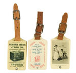 CELLULOID BAGGAGE TAGS EARLY 1900s TRIO.