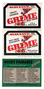 “WACKY PACKAGES 7TH SERIES” SET W/VARIANT STICKER & WRAPPER.