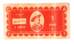 "GENE AUTRY 5 GENEYS" PLAY MONEY.