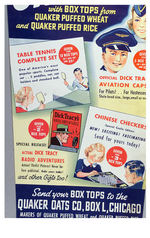 "DICK TRACY RADIO ADVENTURES" QUAKER OATS PREMIUM SIGN.