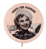 "SONJA HENIE SKATE FOR PLEASURE" MOVIE PROMO BUTTON.