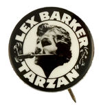 "LEX BARKER TARZAN" REAL PHOTO BUTTON.