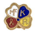 "McK & R" FOUR LEAF CLOVER ENAMEL ON BRASS 1900 LAPEL STUD.