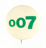 "007" BOND THEME 1960s BUTTON.