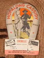 "HOPALONG CASSIDY CHENILLE" RUG WITH LARGE OFFICIAL TAG.