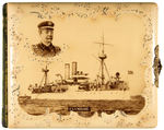 SPANISH AMERICAN WAR “U.S.S. MAINE” AND CAPTAIN SIGSBEE ORNATE CELLULOID PHOTO ALBUM.