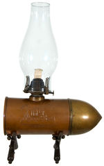 SPANISH AMERICAN WAR “ADMIRAL DEWEY" LAMP ARTILLERY SHELL/CANNON FIGURAL KEROSENE LIGHT.