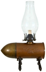 SPANISH AMERICAN WAR “ADMIRAL DEWEY" LAMP ARTILLERY SHELL/CANNON FIGURAL KEROSENE LIGHT.