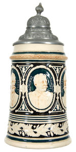 SPANISH AMERICAN WAR ARMY/NAVY HEROES BEER STEIN.