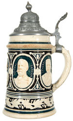 SPANISH AMERICAN WAR ARMY/NAVY HEROES BEER STEIN.