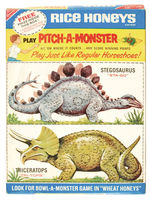 "NABISCO RICE HONEYS/PITCH-A-MONSTER GAME" CEREAL BOX W/PREMIUM.