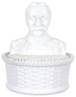 SPANISH AMERICAN WAR “DEWEY/THE AMERICAN HEN” MILK GLASS CONTAINER PAIR.