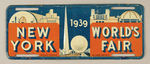 "NEW YORK WORLDS FAIR 1939" EMBOSSED LICENSE PLATE.