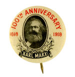 RARE 1918 KARL MARX 100TH ANNIVERSARY BUTTON.