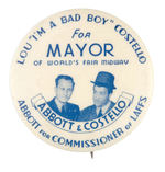 NYWF 1939 ABBOTT & COSTELLO "WORLD'S FAIR MIDWAY" PROMOTION BUTTON.