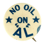 TEAPOT DOME SCANDAL REFERENCE ON 1928 BUTTON "NO OIL ON 'AL.'"
