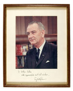 LBJ FRAMED PHOTO INSCRIBED AND SIGNED ON THE MOUNT TO HIS WHITE HOUSE COOK.