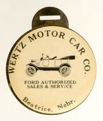 "FORD" EARLY  & RARE CELLO ON FIBREBOARD WATCH FOB FROM NEBRASKA DEALER.