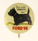 "FORD V8" 1930s  LITHO WITH SCOTTISH TERRIER.