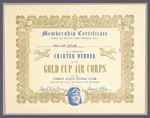 "JIMMIE ALLEN GOLD CUP AIR CORPS CHARTER MEMBERSHIP CERTIFICATE”.