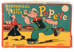 "ROLLER SKATER POPEYE" BOXED LINEMAR WIND-UP TOY.