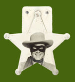 LONE RANGER CLAYTON MOORE TIN LITHOTAB BADGE 1950s