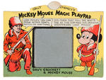 "MICKEY MOUSE MAGIC PLAYPAD" DIE-CUT CARD W/MICKEY AND DAVY CROCKETT.