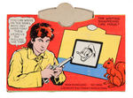 "MICKEY MOUSE MAGIC PLAYPAD" DIE-CUT CARD W/MICKEY AND DAVY CROCKETT.