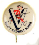 REDDY KILOWATT VICTORY BUTTON.