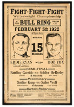 RYAN VS. FOX 1922 FRAMED BOXING POSTER.